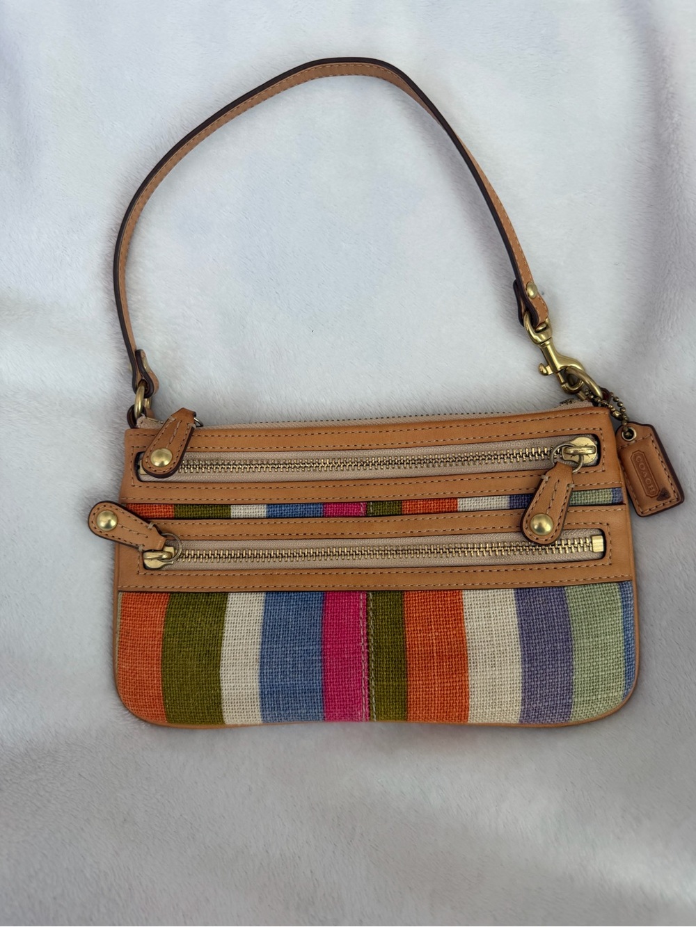 Coach Bonnie Legacy Stripe Mini Bag Wristlet